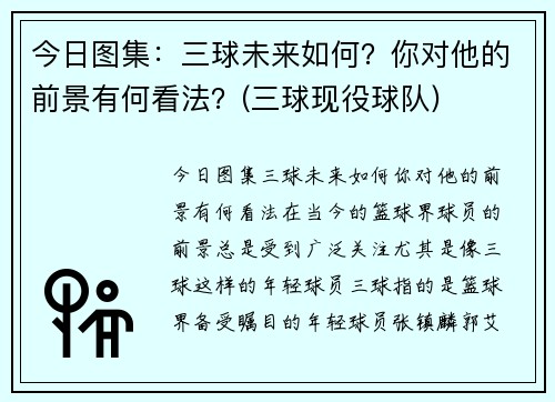 今日图集：三球未来如何？你对他的前景有何看法？(三球现役球队)