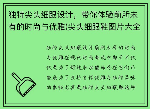 独特尖头细跟设计，带你体验前所未有的时尚与优雅(尖头细跟鞋图片大全)